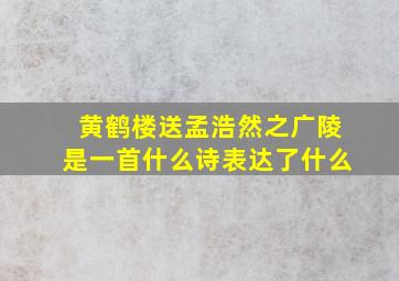 黄鹤楼送孟浩然之广陵是一首什么诗表达了什么