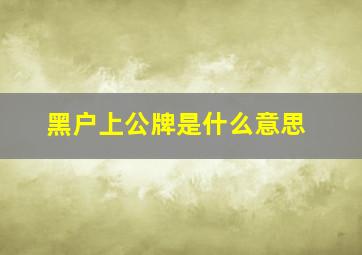 黑户上公牌是什么意思