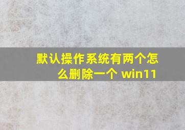 默认操作系统有两个怎么删除一个 win11