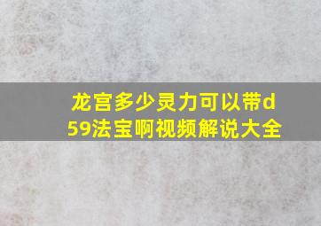 龙宫多少灵力可以带d59法宝啊视频解说大全