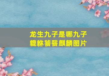 龙生九子是哪九子貔貅饕餮麒麟图片