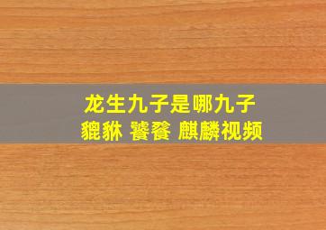 龙生九子是哪九子 貔貅 饕餮 麒麟视频