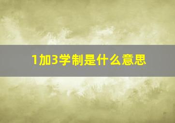 1加3学制是什么意思