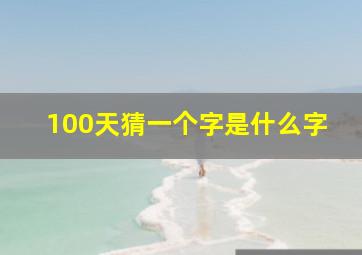 100天猜一个字是什么字