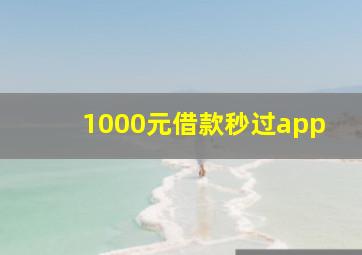 1000元借款秒过app