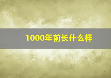 1000年前长什么样