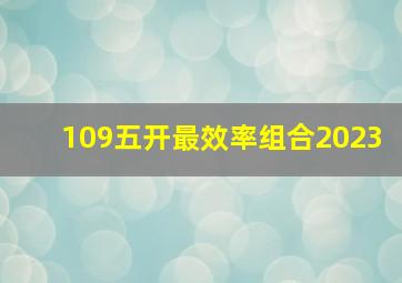 109五开最效率组合2023