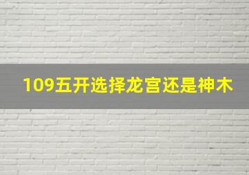 109五开选择龙宫还是神木