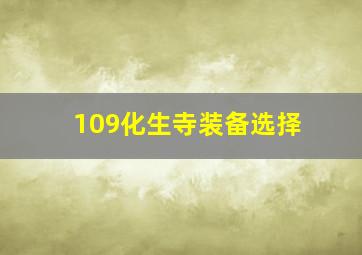 109化生寺装备选择