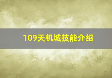 109天机城技能介绍