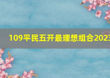 109平民五开最理想组合2023