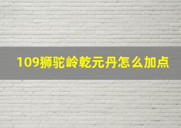 109狮驼岭乾元丹怎么加点