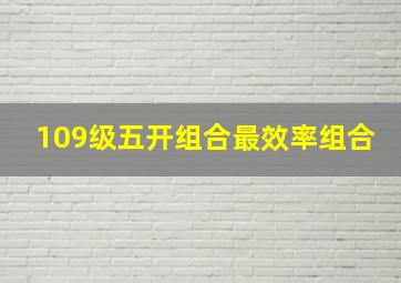 109级五开组合最效率组合