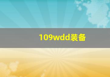 109wdd装备