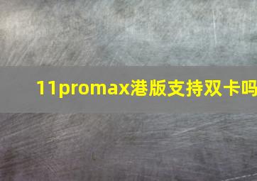 11promax港版支持双卡吗