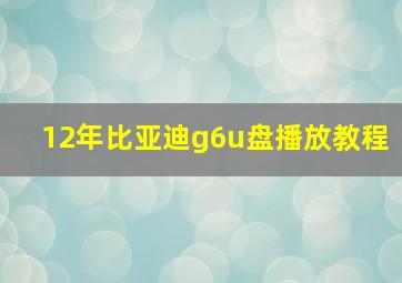 12年比亚迪g6u盘播放教程