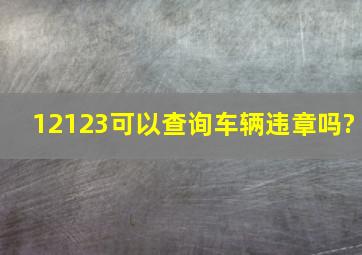 12123可以查询车辆违章吗?