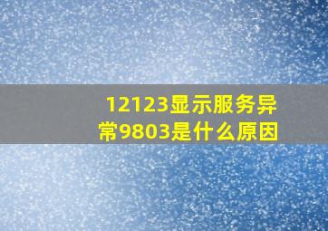 12123显示服务异常9803是什么原因