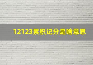 12123累积记分是啥意思