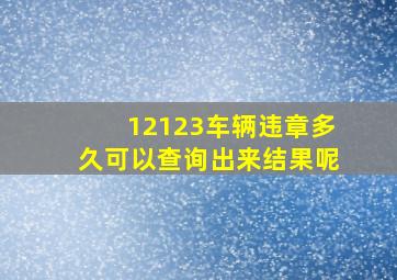 12123车辆违章多久可以查询出来结果呢