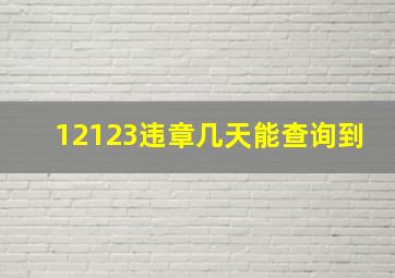 12123违章几天能查询到