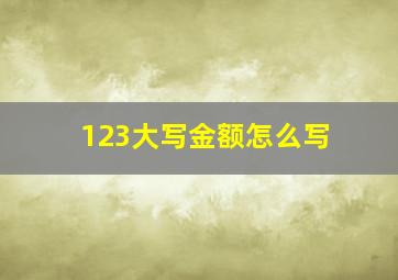 123大写金额怎么写