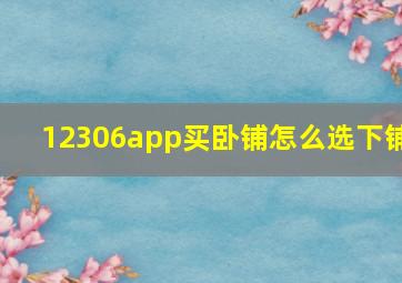 12306app买卧铺怎么选下铺