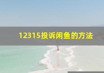 12315投诉闲鱼的方法