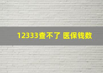 12333查不了 医保钱数