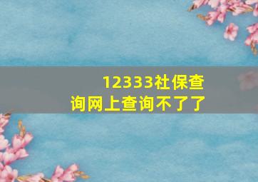 12333社保查询网上查询不了了