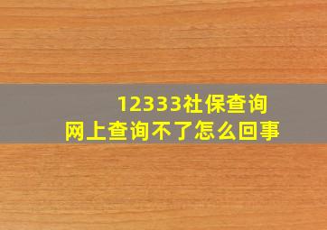 12333社保查询网上查询不了怎么回事