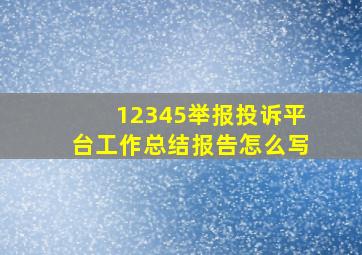 12345举报投诉平台工作总结报告怎么写