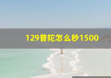 129普陀怎么秒1500