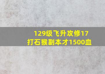 129级飞升攻修17打石猴副本才1500血