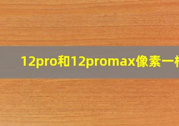 12pro和12promax像素一样吗