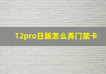 12pro日版怎么弄门禁卡