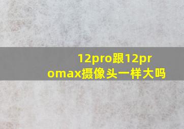 12pro跟12promax摄像头一样大吗