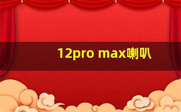 12pro max喇叭