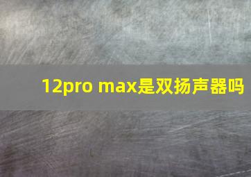 12pro max是双扬声器吗