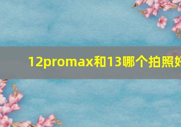 12promax和13哪个拍照好