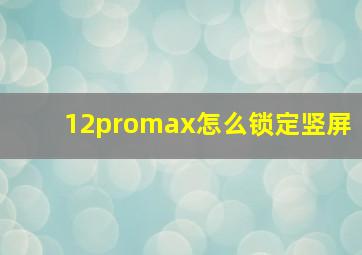 12promax怎么锁定竖屏