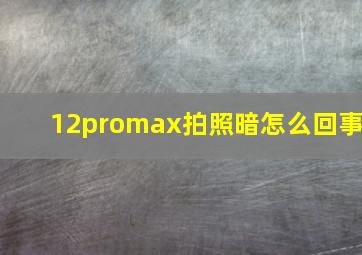 12promax拍照暗怎么回事