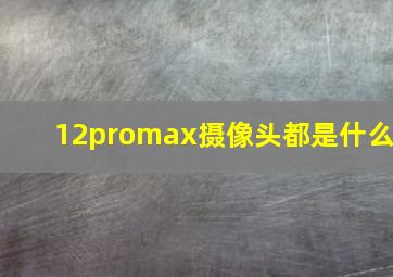 12promax摄像头都是什么