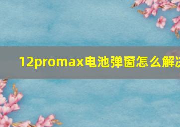 12promax电池弹窗怎么解决