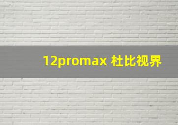 12promax 杜比视界