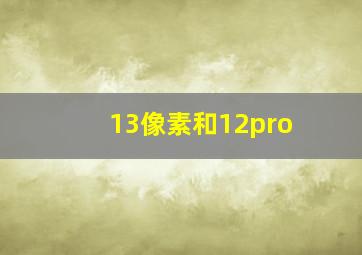 13像素和12pro