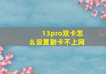 13pro双卡怎么设置副卡不上网