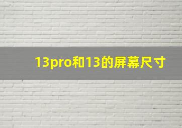 13pro和13的屏幕尺寸