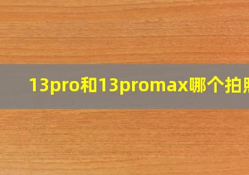 13pro和13promax哪个拍照好