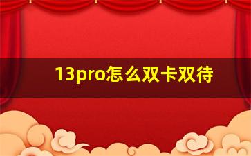 13pro怎么双卡双待